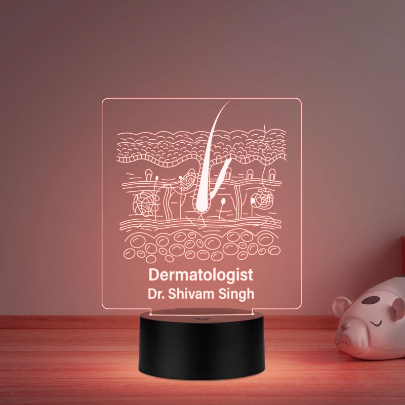 3D Illusion Dermatologist Night Lamp Personalized with Any Name 16 Color Changing Light & Remote Control